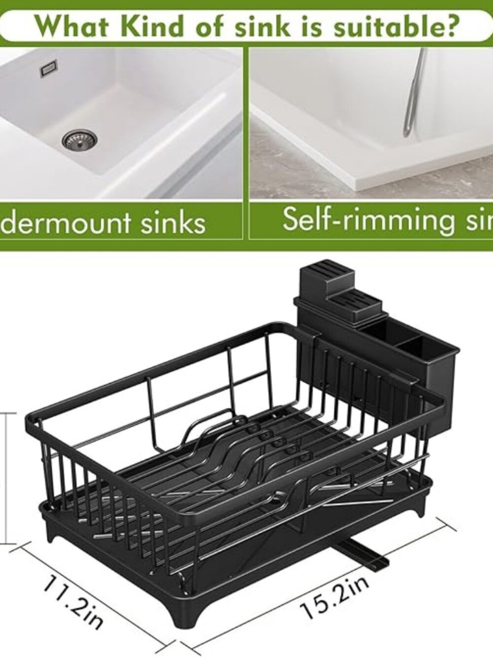 Compact Dish Drying Rack with Utensil Holder, Rust Resistant Organizer - Picture 2 of 7